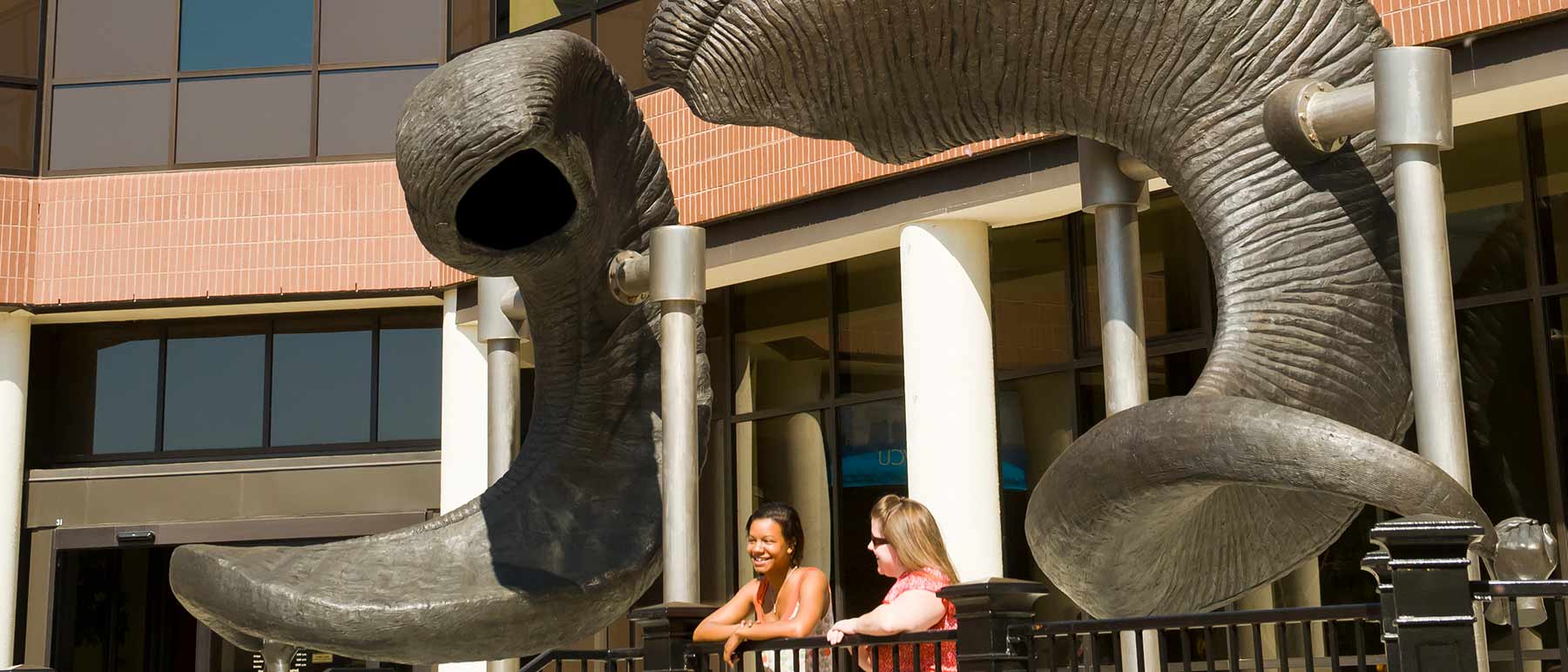 The Ram Horns at the plaza of the v. c. u. commons.